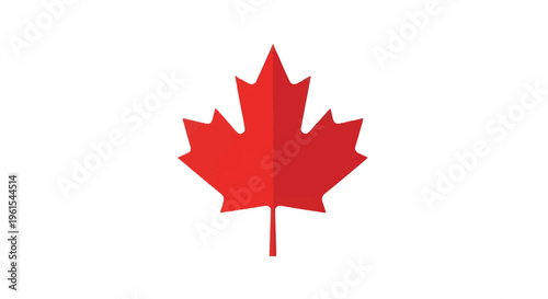 A red maple leaf icon with a subtle vertical fold effect centered on a white background, representing the national symbol of Canada and autumn foliage in a clean vector style.