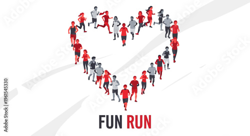 Heart Shaped Runner Community Event Promoting Healthy Lifestyle And Fun