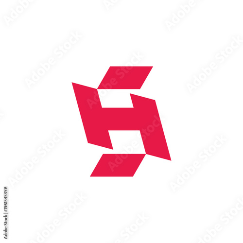 Free Download letter sh simple red geometric flag logo vector - GFXLoad