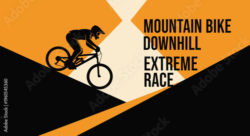 High-Speed Mountain Bike Downhill Extreme Race Dynamic Silhouette