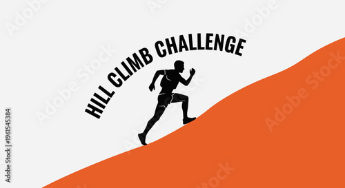 Hill Climb Challenge: Silhouette of a Runner Ascending an Orange Slope in Competition