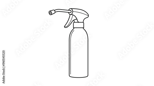 Household Spray Bottle Sprayer Outline Icon on Isolated White Background