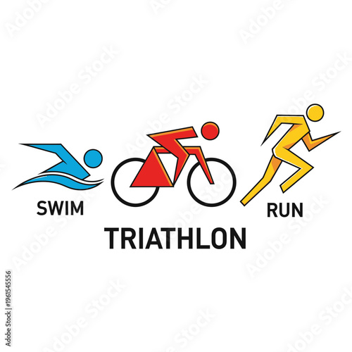 Iconic Triathlon: Swim, Cycle, Run Symbols Representing Endurance and Athletic Competition