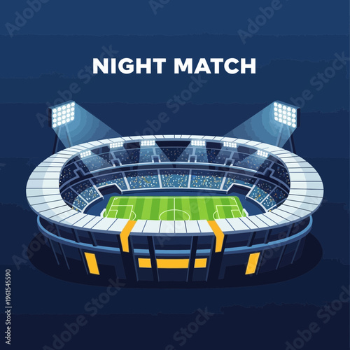Illuminated Stadium Arena For Evening Sporting Events And Entertainment Spectacles