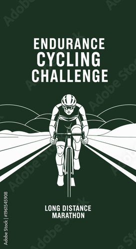 Inspiring Endurance Cycling Challenge Poster Depicting Long Distance Marathon on Open Road