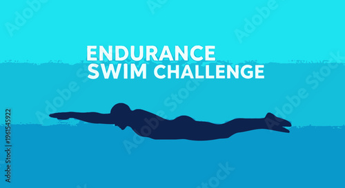 Inspiring Endurance Swim Challenge Silhouette On A Vibrant Blue Aquatic Background