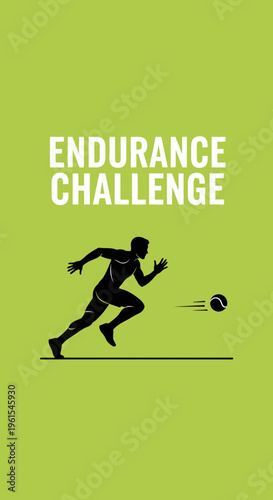 Inspiring Endurance Challenge Silhouette Depicting a Runner Pursuing a Ball with Intensity and Vigor
