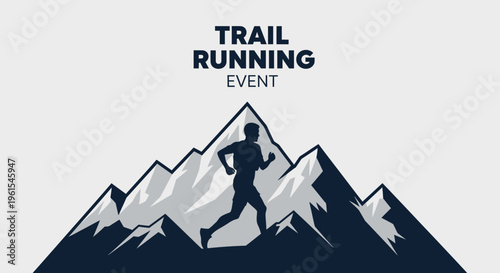 Inspiring Illustration Depicting A Trail Runner Ascending Majestic Mountain Peaks During The Event