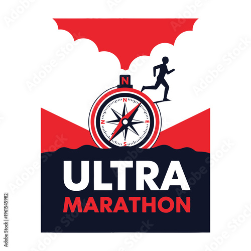 Inspiring Illustration of an Ultra Marathon Runner Navigating the Course for Endurance