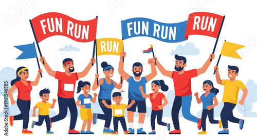 Joyful Families Participate In A Colorful Fun Run Event Together