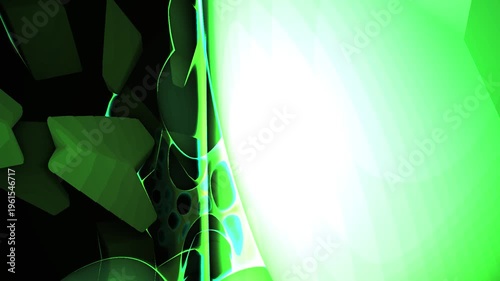 Glowing green honeycomb pattern closeup.