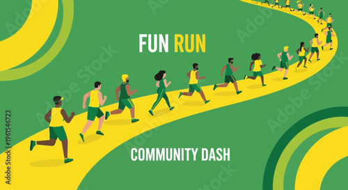 Joyful Community Fun Run And Dash Event Illustration