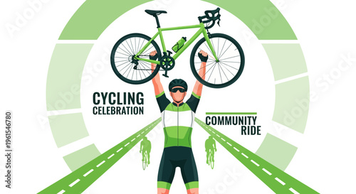 Joyful Cyclist Celebrates Community Ride Event