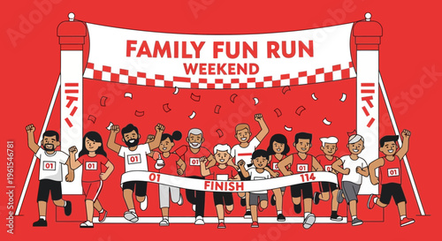 Joyful Family Racing and Celebrating The Triumph at The Fun Run Weekend Event