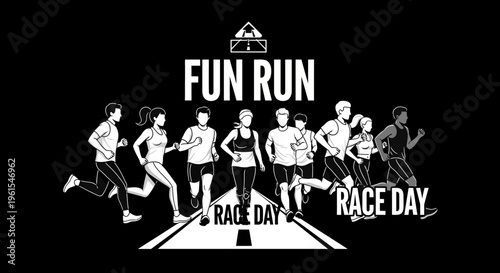 Joyful Runners Celebrate Fun Run Race Day In Monochrome Style