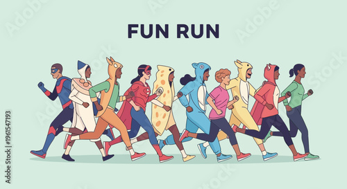 Joyful Participants Engage in a Lively and Energetic Fun Run Event for All Ages