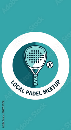 Local Padel Meetup Icon Sporty Racquet And Ball Graphic For Clubs And Events