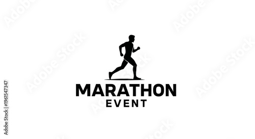 Marathon Event Logo Illustrating a Running Figure in Dynamic Silhouette Design