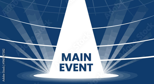 Main Event Spotlight In Dramatic Blue Arena Lighting Stage