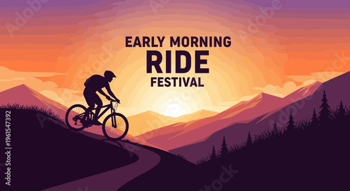 Majestic Mountain Sunrise Adventure On A Bicycle