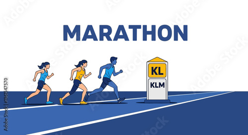 Marathon Runners in Action Approaching KL Milestone, Symbolizing Athletic Prowess and Endurance