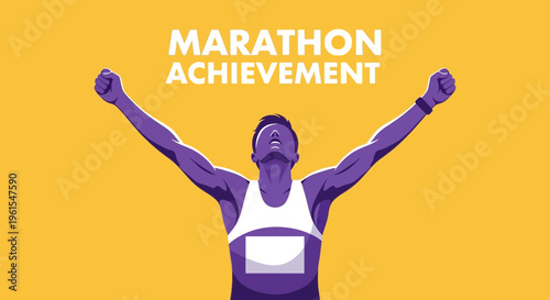 Marathon Runner Celebrates Victory With Arms Raised High