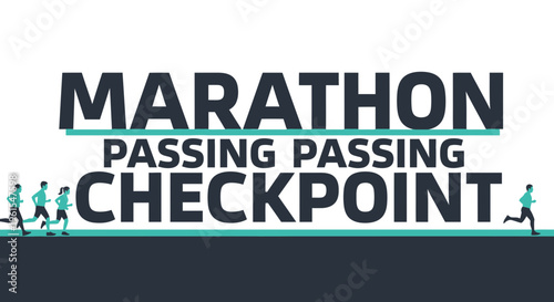 Marathon Runners Passing Checkpoint: Endurance and Triumph at the Competition's Milestone