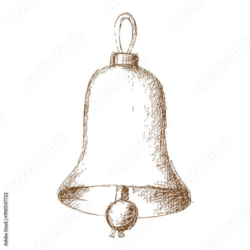 Hand Drawn Vintage Christmas Bell Sketch - A Classic Symbol of Festive Cheer, Available on Adobe Stock