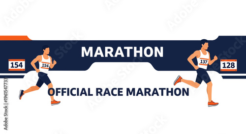 Marathon Runners Competing in an Official Race, Showing Athleticism and Endurance