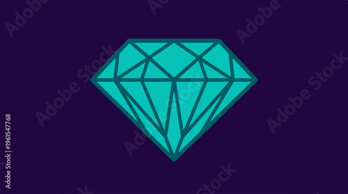 Elegant Turquoise Diamond Illustration on a Dark Purple Background.