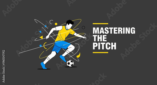 Mastering The Pitch: A Dynamic Soccer Illustration With Modern Graphic Elements