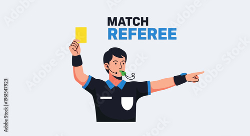 Match Referee Signaling a Yellow Card and Directing the Play With Decisive Gesture