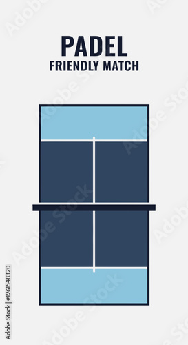 Minimalist Illustration of a Padel Court for Friendly Matches and Sporting Events Promotion