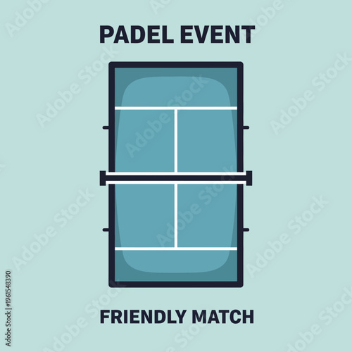 Minimalist Padel Court Illustration for Friendly Match Event with Clear Geometric Design
