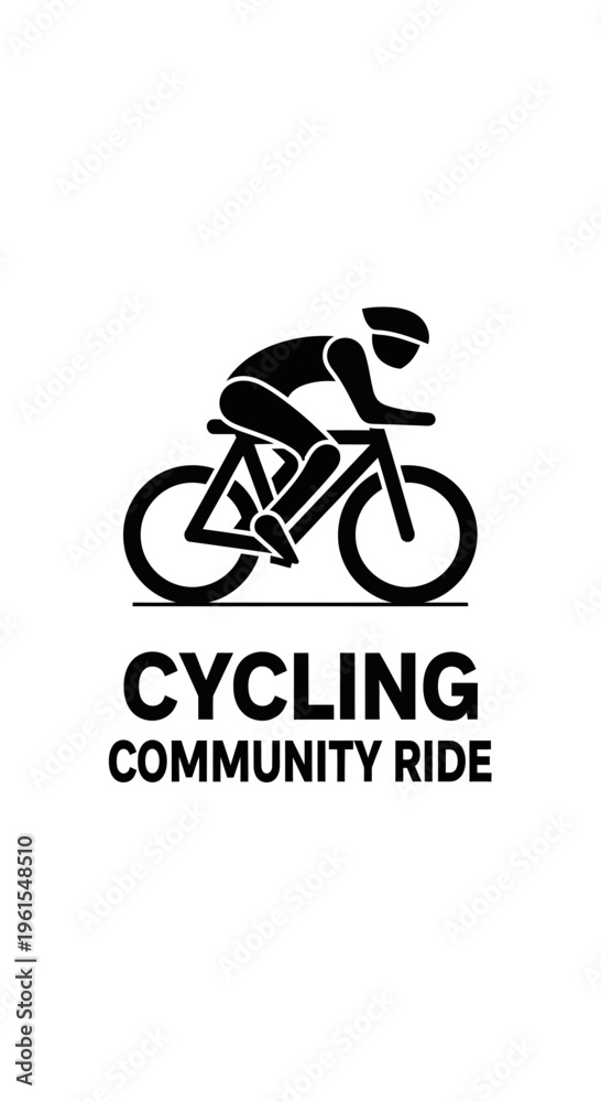 Fototapeta premium Minimalist Silhouette Depicting a Cyclist In Action Promoting Community Cycling Events