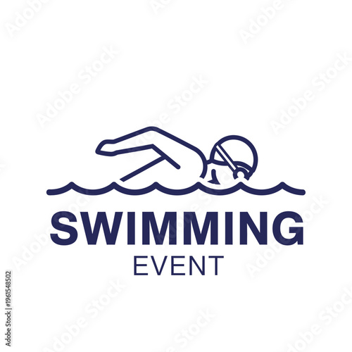 Minimalist Swimming Event Design Depicting Aquatic Exercise and Competitive Sport Activity