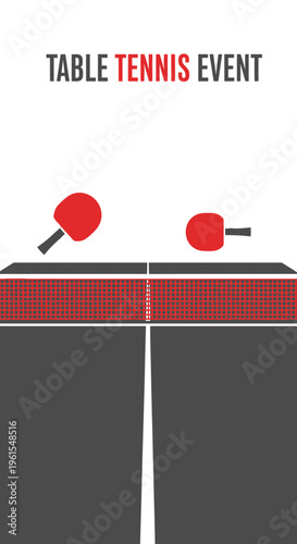 Minimalist Table Tennis Illustration Showcasing Competitive Gameplay and Sporting Events Design