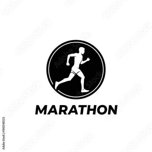 Minimalist Silhouette Depicting Marathon Runner in Motion, Perfect for Branding and Logos