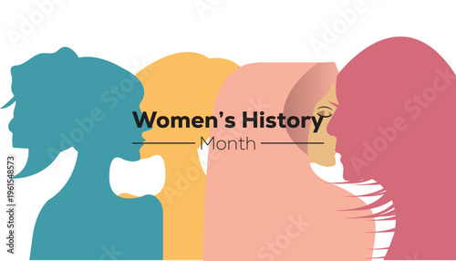 Women's History month is observed every year in March. Holiday, poster, card and background vector illustration design.