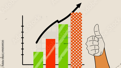 Growth chart illustration with a hand giving a thumbs up gesture