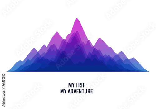 Abstract mountain range visualization with vibrant purple and blue gradients symbolizing adventure and exploration