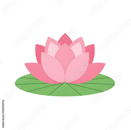 Minimalist Lotus Flower Icon with Soft Pink Layered Petals on White Background
