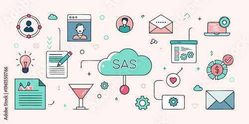 Digital Business Strategy Line Art Banner