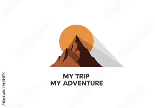 My Trip My Adventure Majestic Mountain Summit Sun Icon
