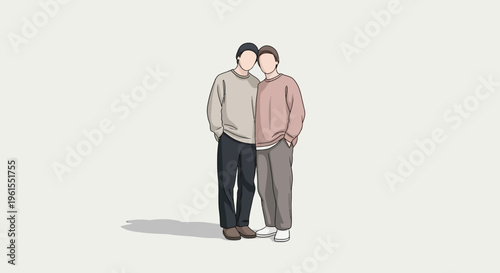 Two young men standing together.