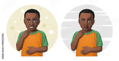 Childhelp National Day of Hope - Editable Child face expression sad happy hope illustration Vector