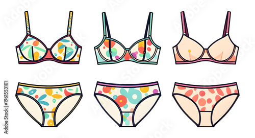 underwear, lingerie, bra, panties, women clothing, fashion design, lingerie illustration, underwear vector, clipart, isolated, white background, lace lingerie, cotton underwear, stylish fashion, appar