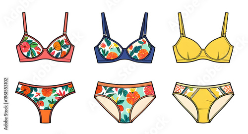 underwear, lingerie, bra, panties, women clothing, fashion design, lingerie illustration, underwear vector, clipart, isolated, white background, lace lingerie, cotton underwear, stylish fashion, appar