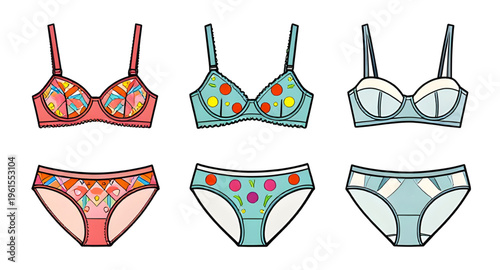 underwear, lingerie, bra, panties, women clothing, fashion design, lingerie illustration, underwear vector, clipart, isolated, white background, lace lingerie, cotton underwear, stylish fashion, appar
