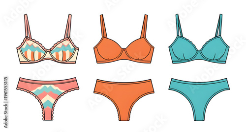 underwear, lingerie, panties, bra, women underwear illustration, lingerie vector illustration, bra and panty design, female fashion clothing, intimate apparel design, underwear set collection, lingeri